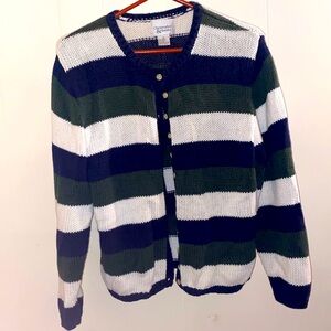 Vintage Christopher & Banks Striped Button Down Cardigan Sweater
